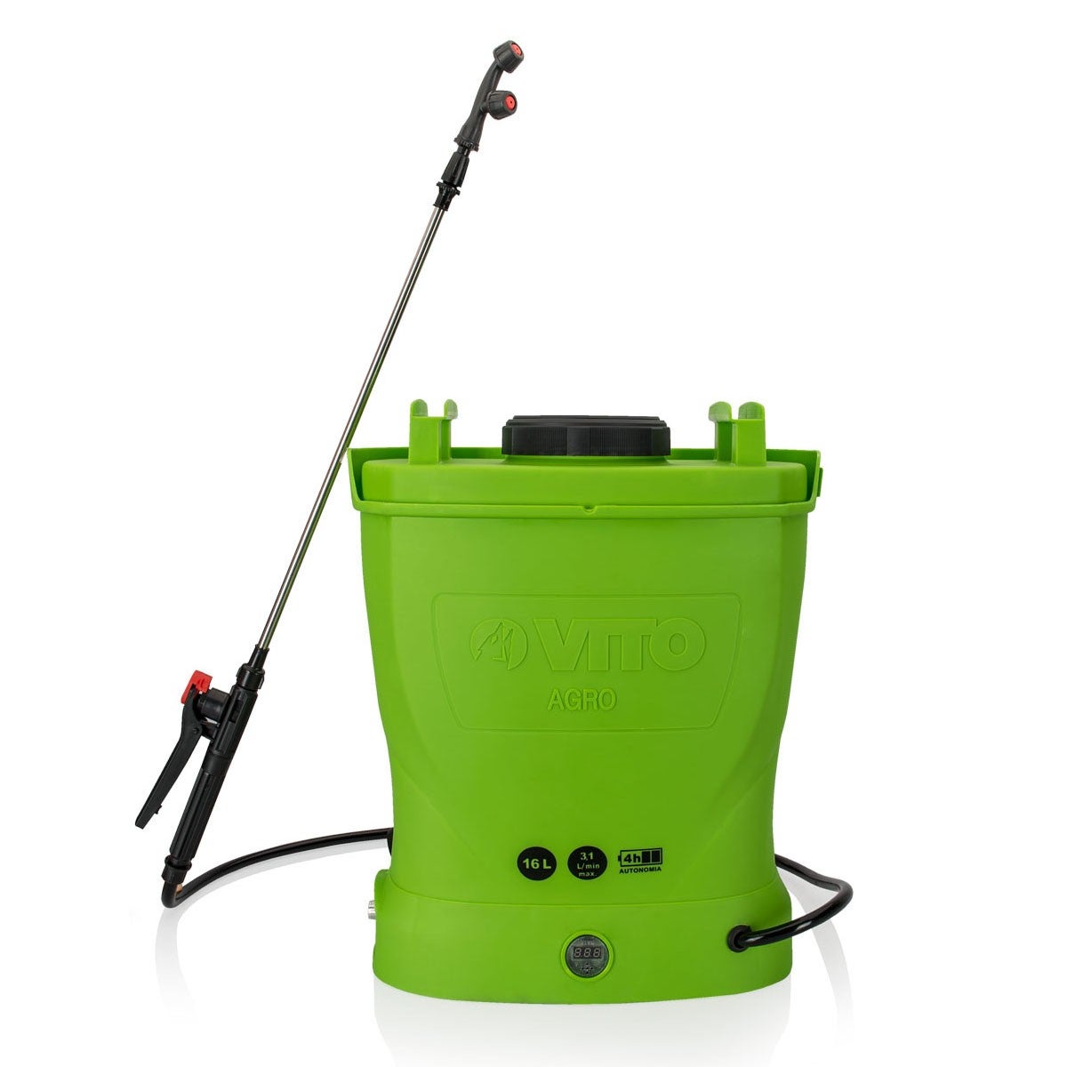 Pulvérisateur Electrique 16L à Batterie 12V 8AH 6 bars - Pulvérisateur Toiture avec Lance Télescopique, 3 buses et Chargeur VITO - 8