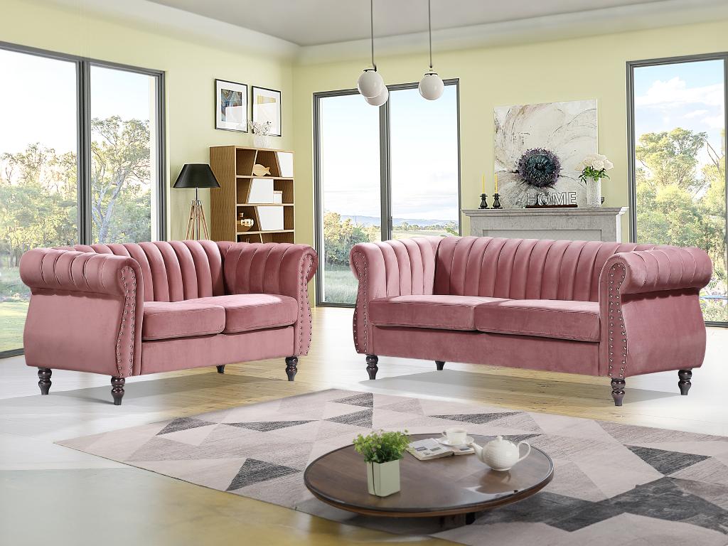 Divani Chesterfield posti e posti in Velluto Rosa antico