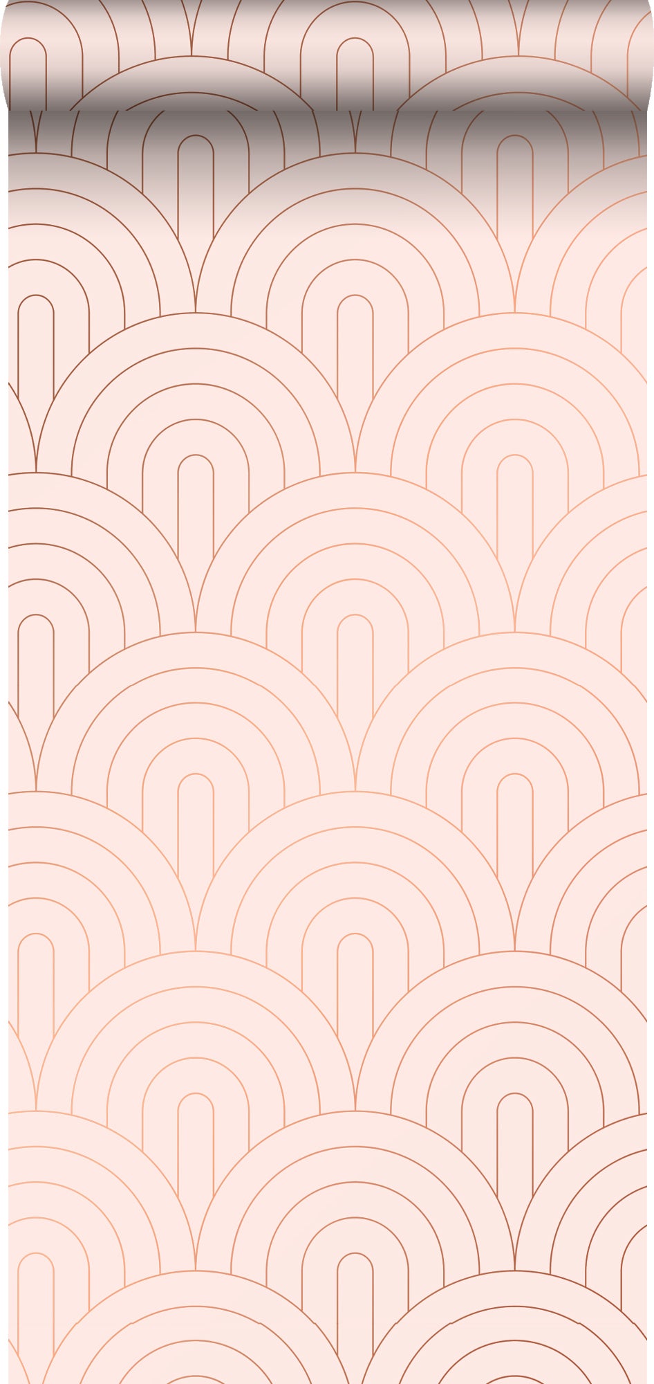 Papel pintado arte deco rosa suave y oro rosa - 0,53 x 10,05 m - estahome