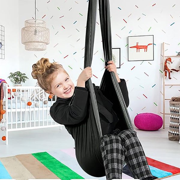 Hamac gris 280x150cm, chaise suspendue pour entraînement sensoriel, balançoire intérieure et extérieure, hamac de yoga aérien pour adultes - 3