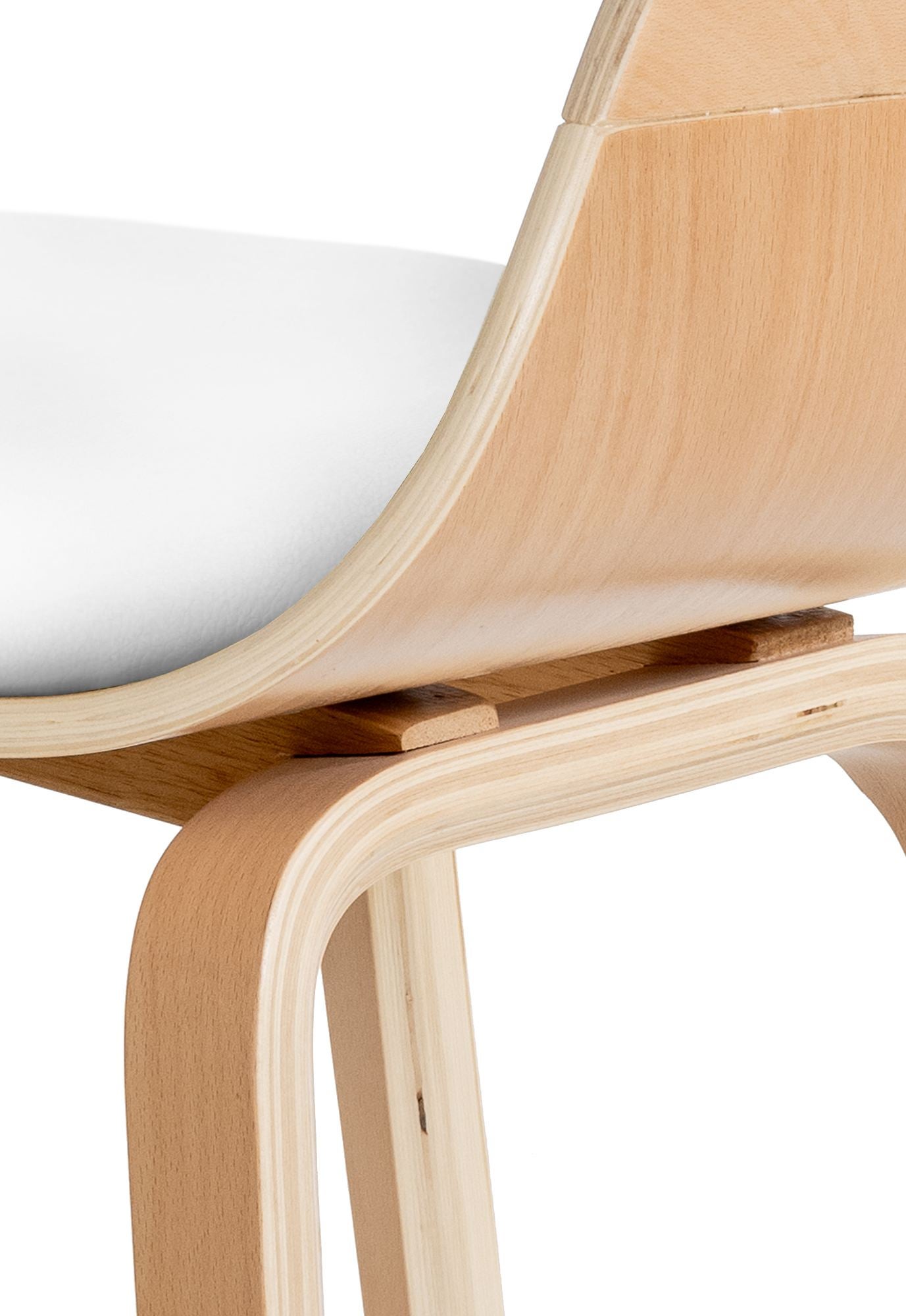 Chaise retro Kingston en similicuir Nature / Blanc - 6