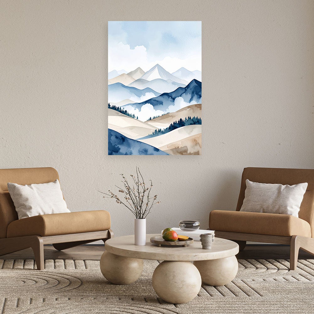 Obraz do salonu sypialni biura, Krajobraz górski natura drzewa beżowy 80x120 - 2