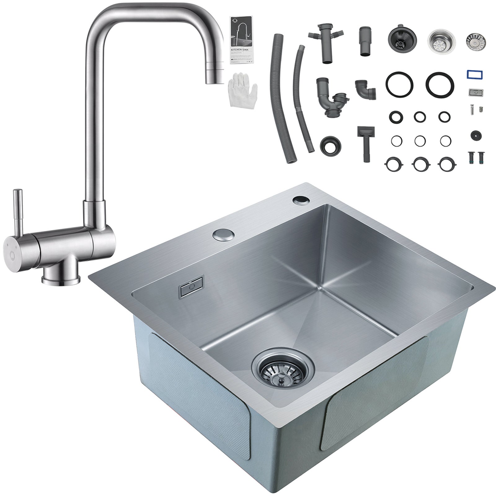 Lavello Da Incasso 100x50x21 Cm - Acciaio Inox 304, Vasca 50x40 Cm, Scolapiatti Destro - Per Cucina - Foto 7