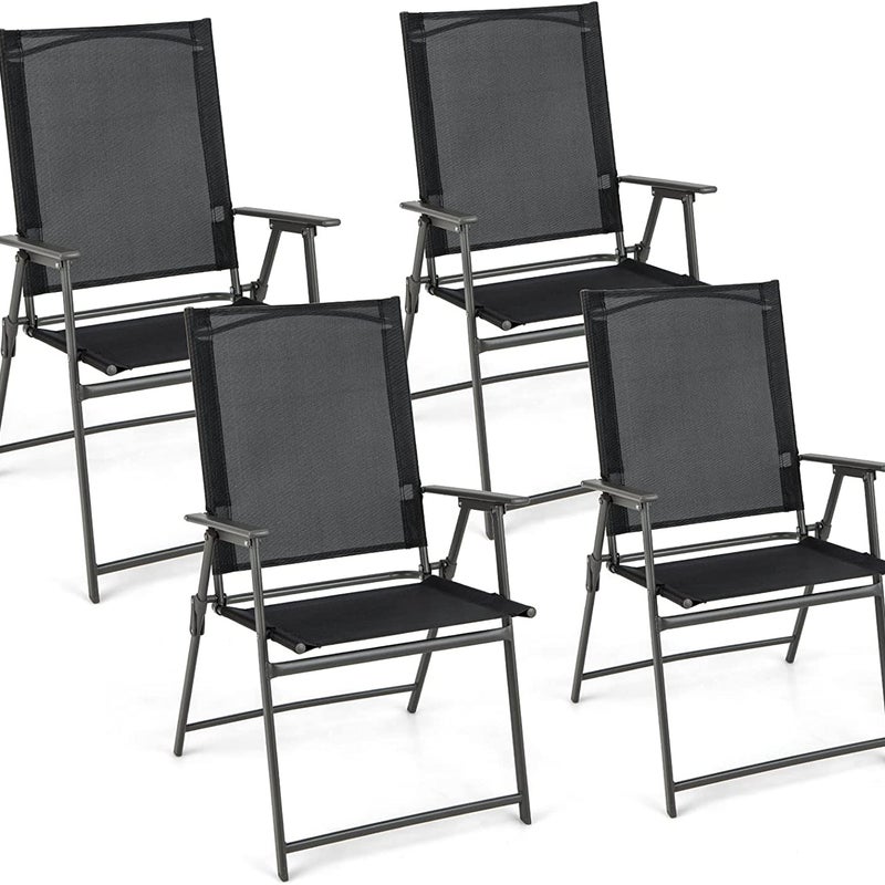 Zestaw 4 krzeseł ogrodowych, składanych krzeseł z materiału odpornego na warunki atmosferyczne, krzesła balkonowe z podłokietnikami,na podwórko,