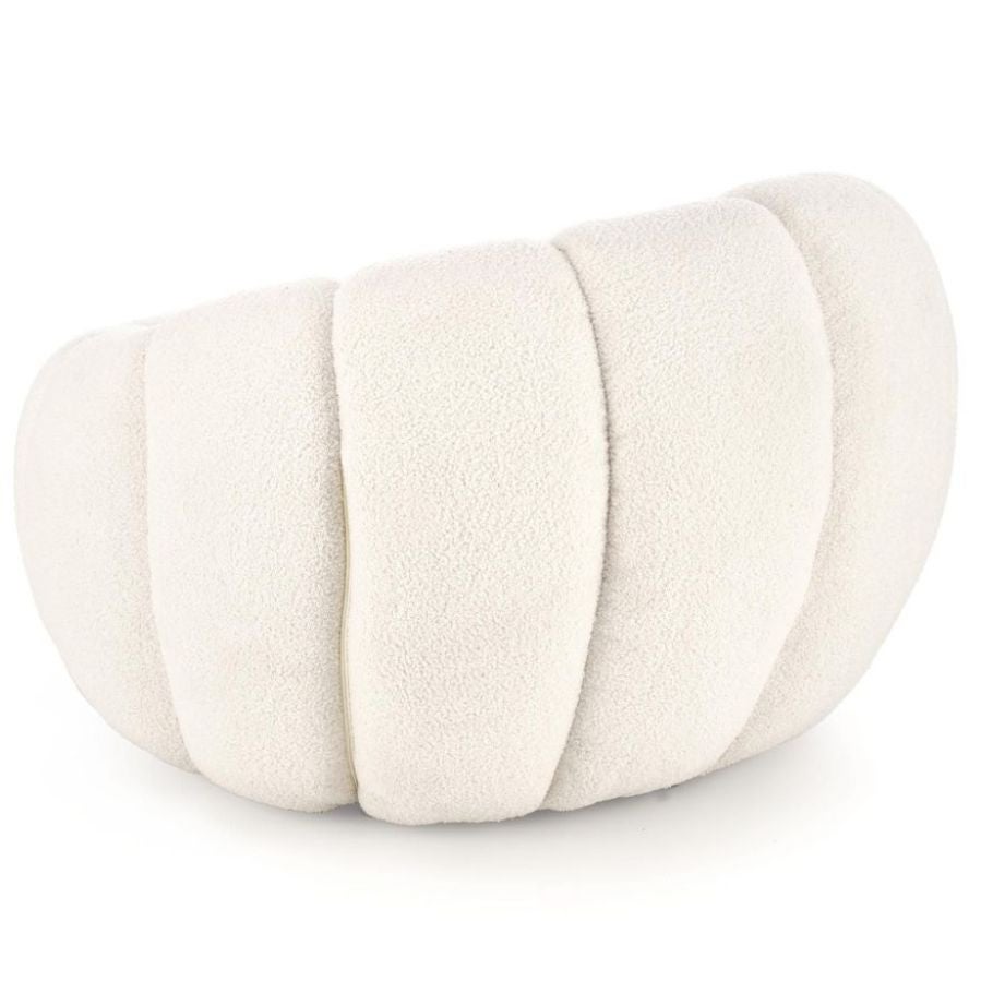 Fauteuil rond coquillage en tissu bouclette crème Alix - 4