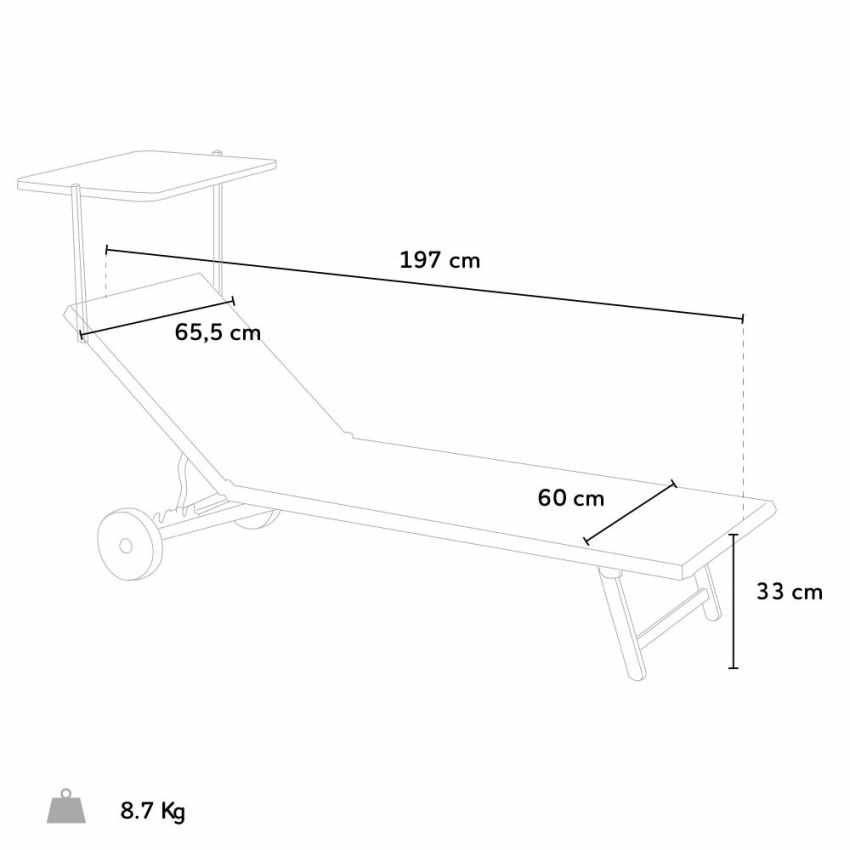 2 Bains de soleil avec roues transats piscine jardin aluminium Alabama - 9