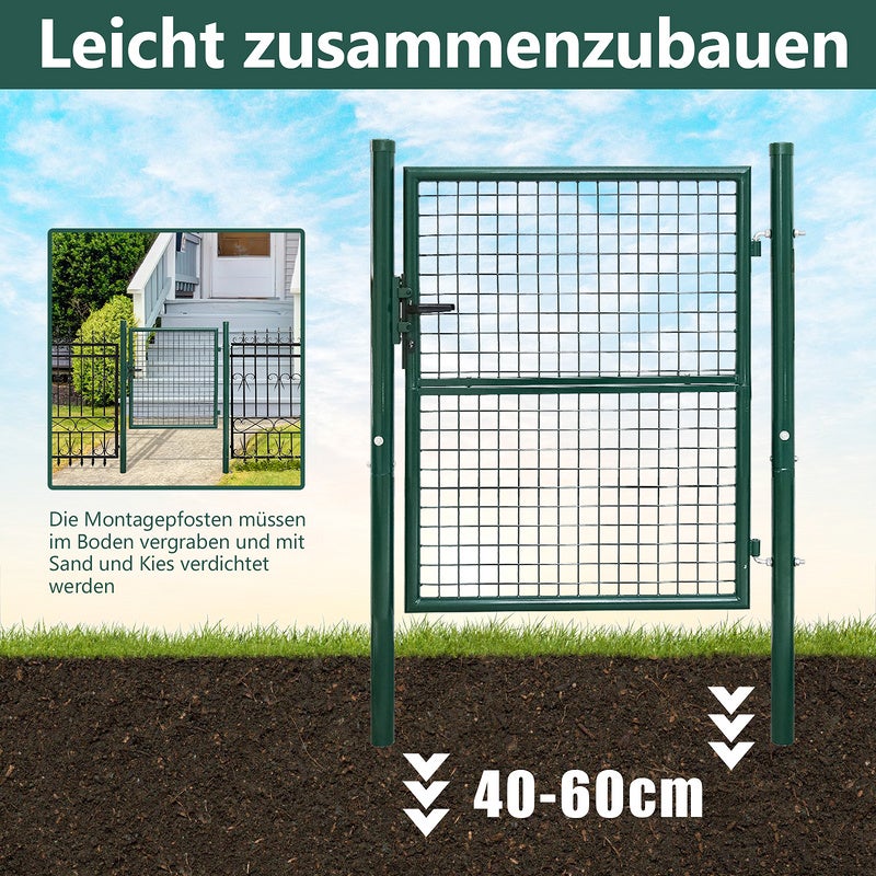 Portillon grillagé en acier galvanisé maille Portillon de jardin 150 x 100 cm avec serrure maille métallique - Vert - 5