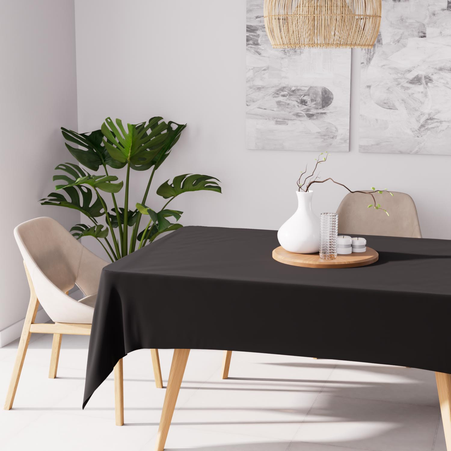 Mantel antimanchas rectángular 140x300 cm alix negro, de soleil d'ocre