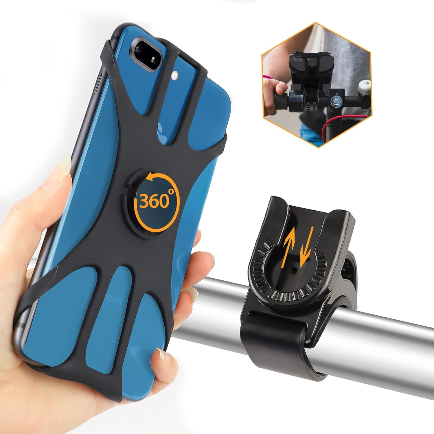 Support Téléphone Vélo Vivey Avec Emplacement AirTag – Rotation 360°, Compatible 4-7 Pouces, Pour Guidon 22-32 Mm, Trottinette, VTT, Moto, Universel