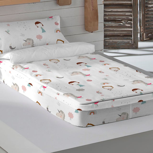 HOUSSE DE COUETTE 100% COTON LICORNE ROSE COOR BED 90 (90X190/200 CM)