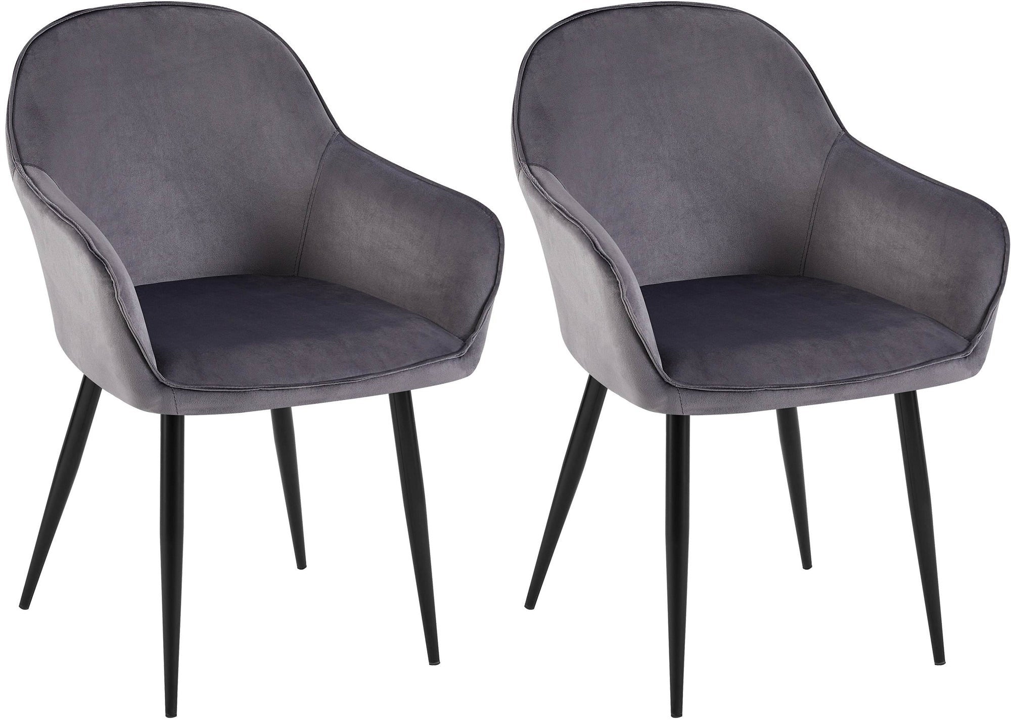 Set de 2 chaises de salle à manger dossier arrondis avec accoudoirs en