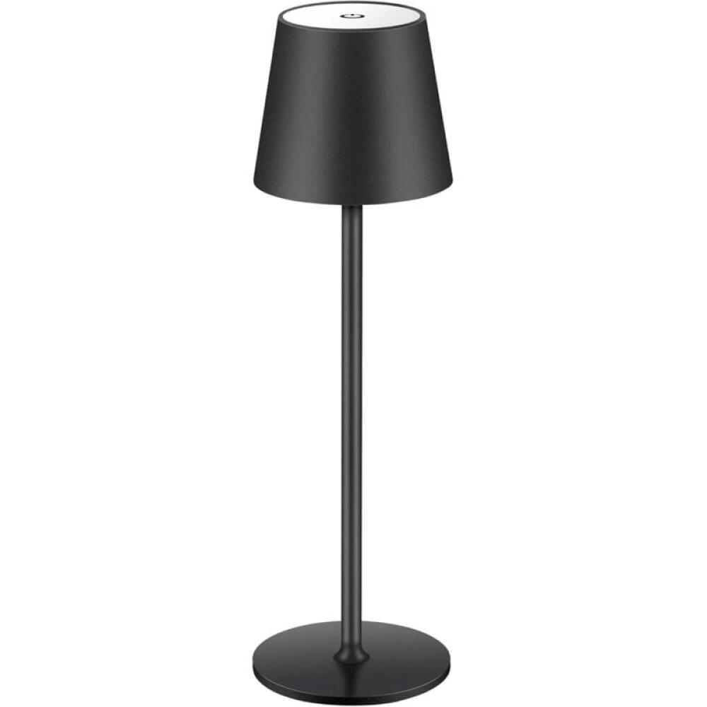 Czarna bezprzewodowa lampka biurkowa 11 x 11 x 36 cm, 1 dioda LED, ładowalna, dotykowa, idealna do restauracji, sypialni i barów.