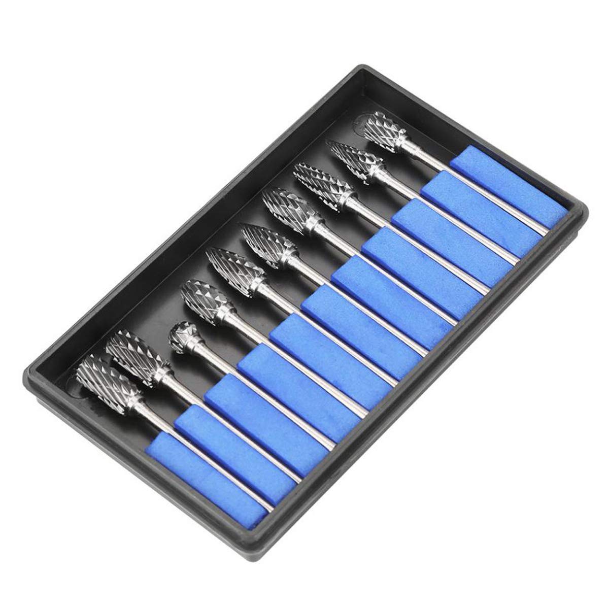 10 szt. 3 * 6 mm zestaw frezów obrotowych z węglika wolframu z podwójną głowicą tnącą, frezy obrotowe do grawerowania CNC do narzędzi obrotowych Dreme