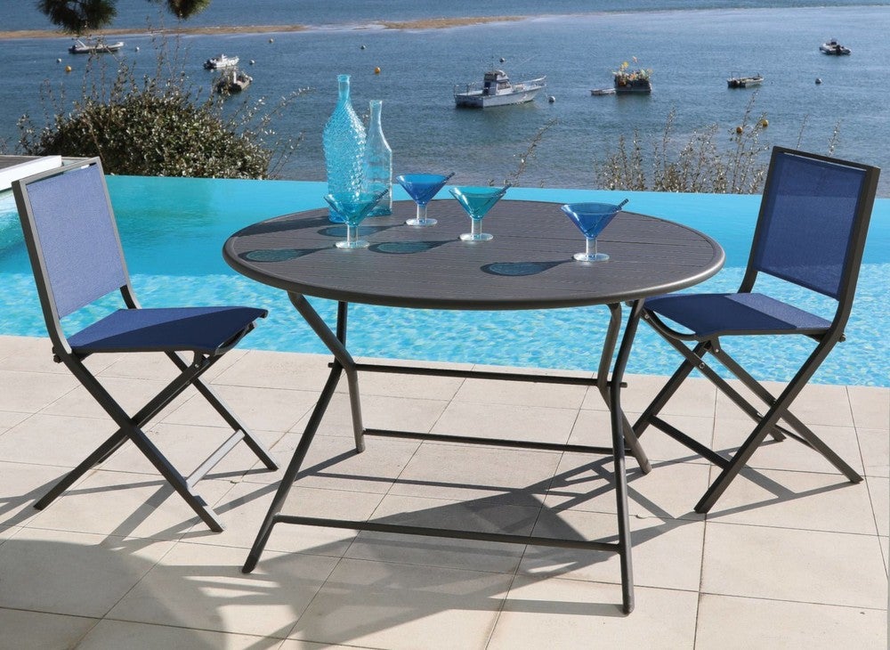 Table basse de jardin rond en Aluminium Jaune 4 places - 2