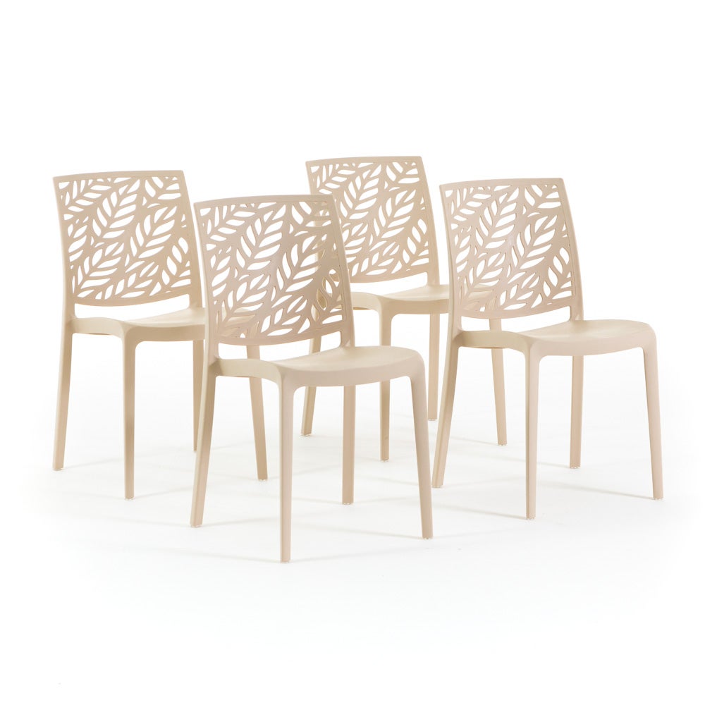 4 Chaises Empilables En Résine Fibre De Verre RATTATAN - Intérieur/Extérieur, Design Moderne - Anthracite