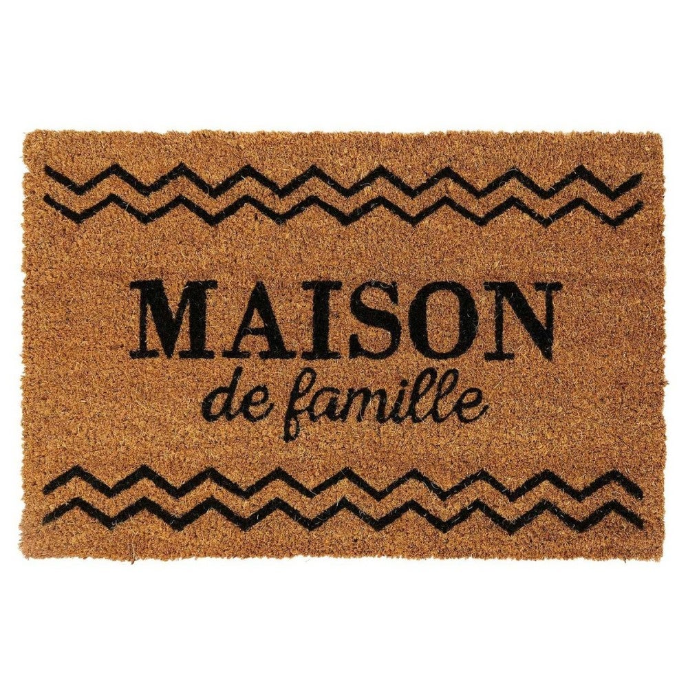 Paillasson Coco Coeur Lignes Demi-Rond 40x60 Cm - Tapis D'Entrée Antibactérien Naturel