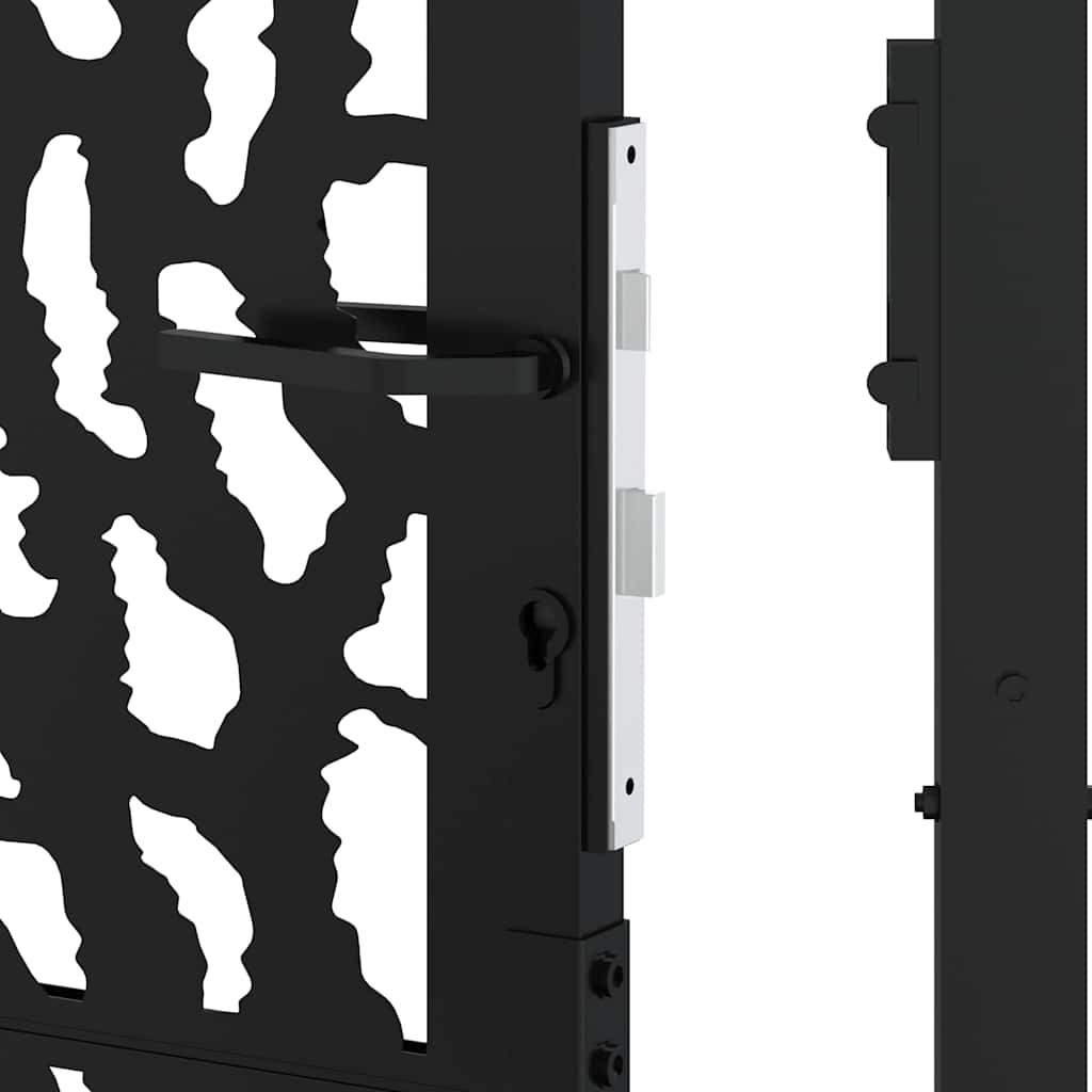 vidaXL Portail de jardin noir 100x125 cm en acier avec motif de traces - 7