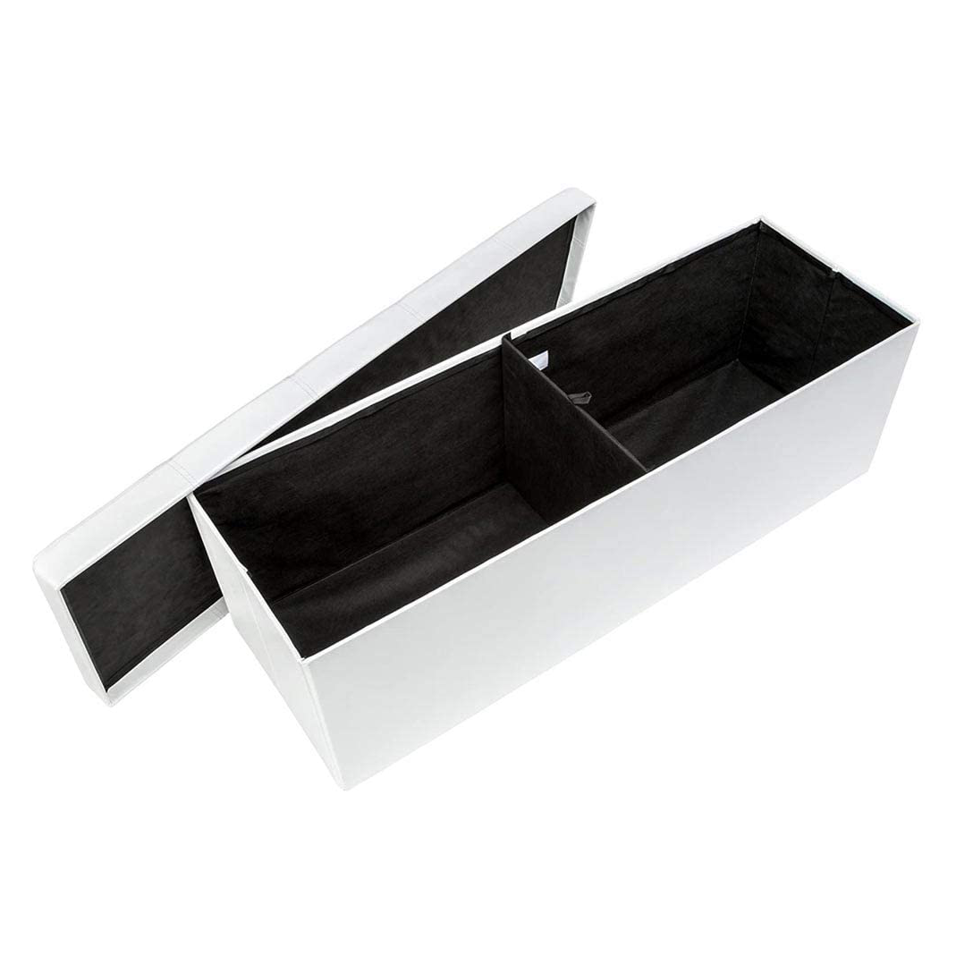 Pouf Contenitore Cassapanca Pieghevole Baule con Coperchio Imbottito in Ecopelle - 7