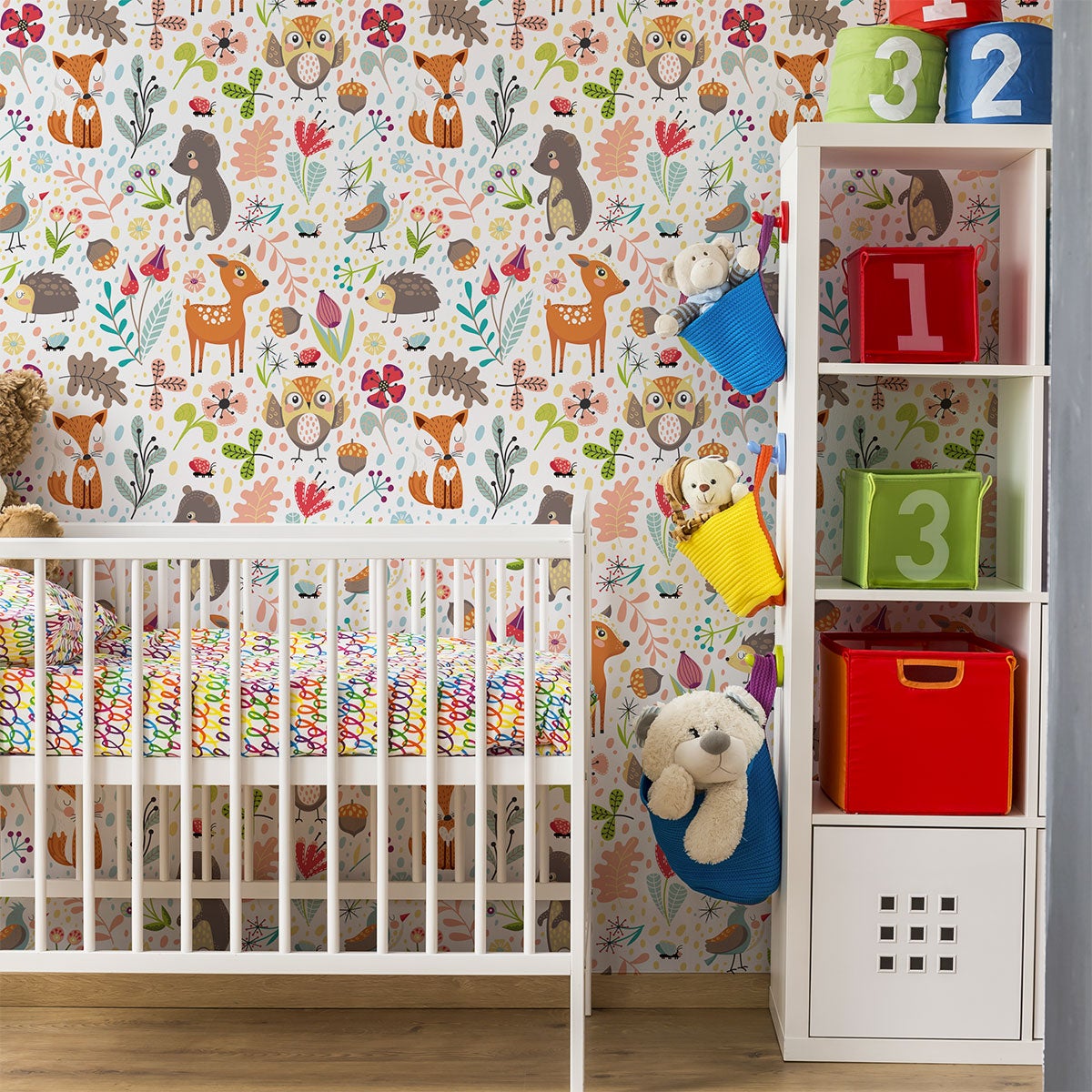 Vinilo tapiz cuarto de niños los animales del bosque - adhesivo de pared - revestimiento sticker mural decorativo - 30x30cm - 3