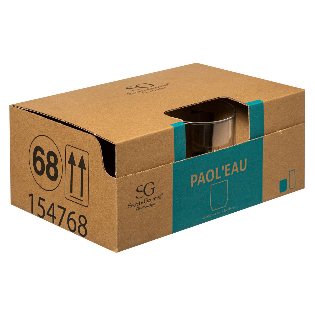 Secret De Gourmet - Confezione Da 6 Bicchieri Bassi Tin Eau 31cl, Trasparenti, Misure 7,2x7,2x8,8 Cm