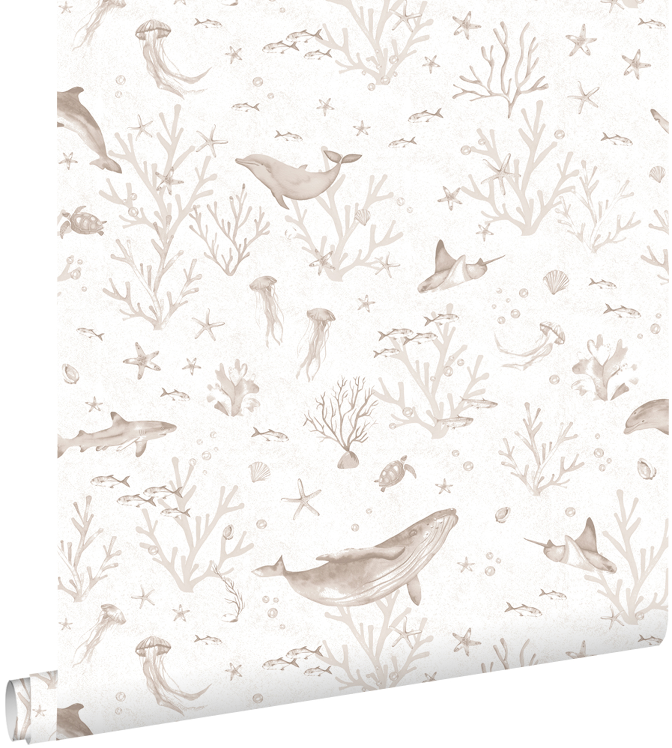 Tapeta podwodny świat ciepły beż - 50 x 900 cm - ESTAHOME