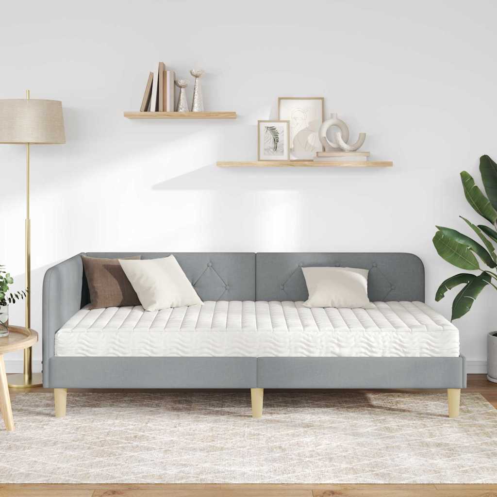 Cadre de lit d'angle Gris clair 100 x 200 cm tissu - 4