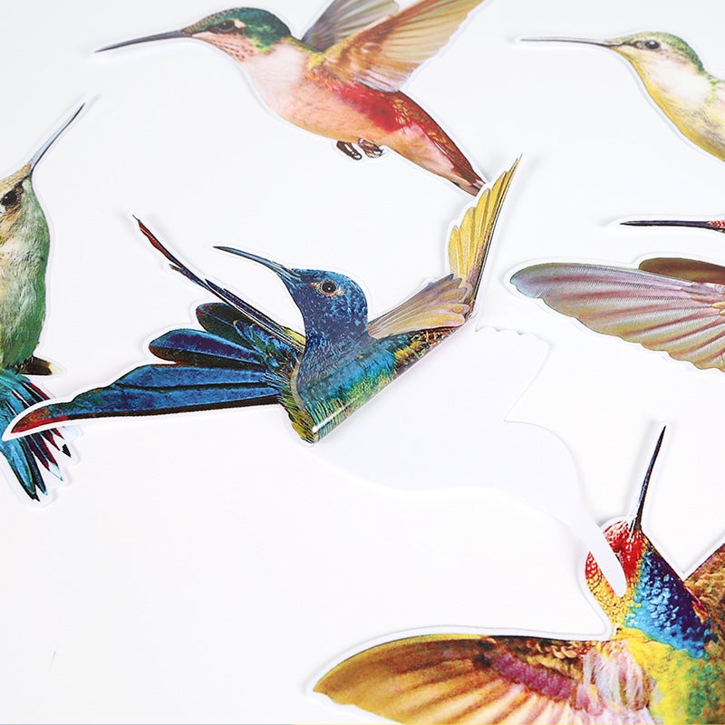 Lot de 12 autocollants anti-collision pour fenêtre, motif colibri, motif oiseau, décoration pour verre - 7