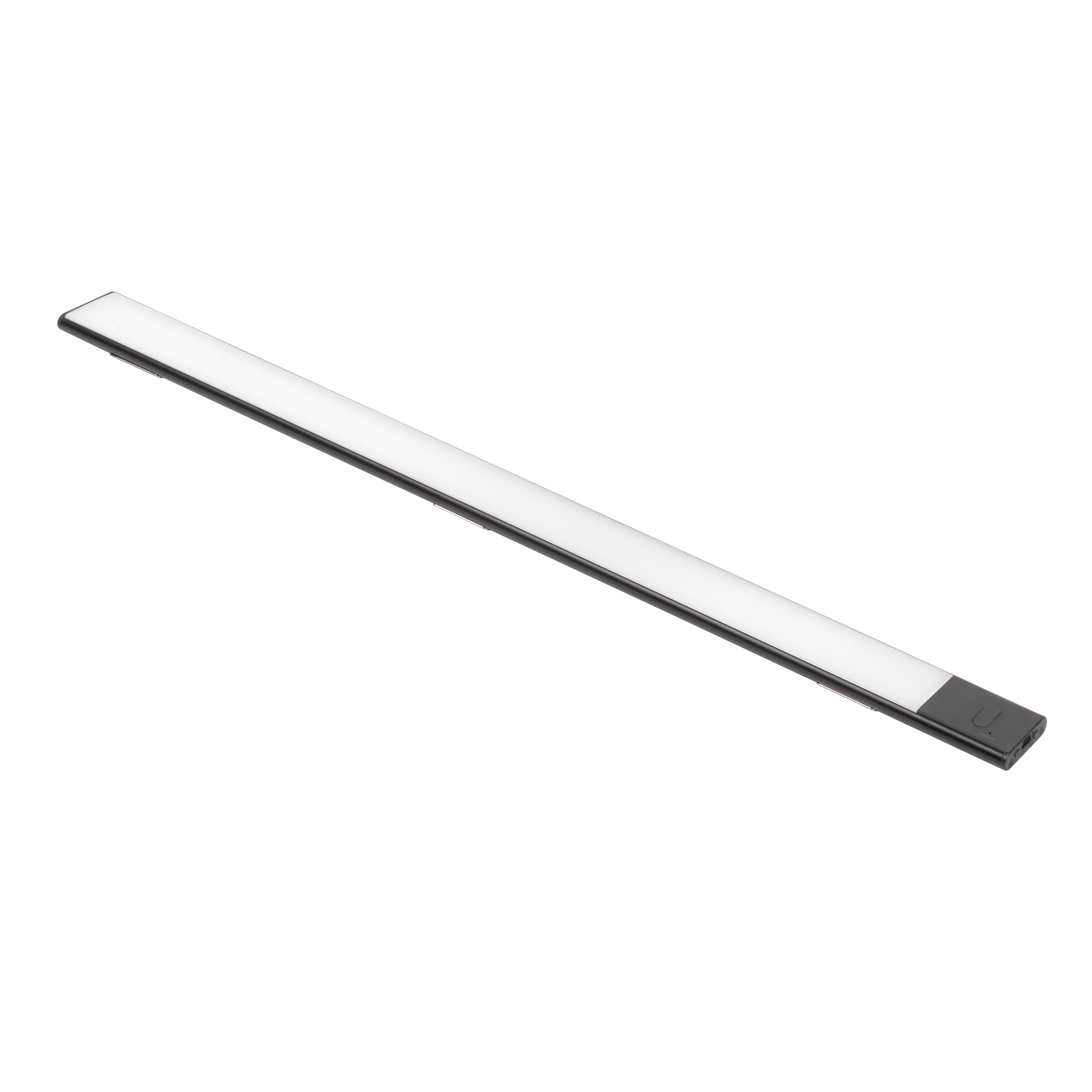 Emuca Lampka ścienna LED Kaus Black ładowana przez USB, z czujnikiem zbliżeniowym, L600 mm, Plastik i aluminium, Malowana na czarno