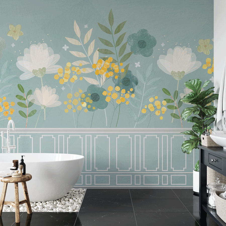 Papier Peint Vintage Vert D eau