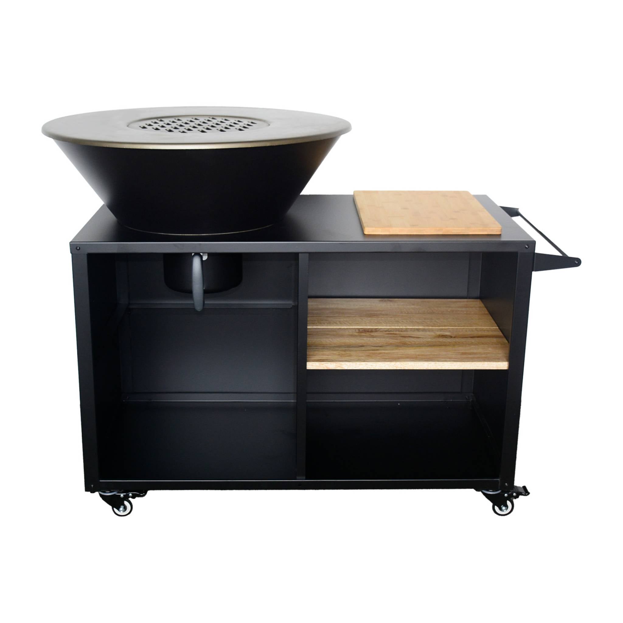 Brasero barbecue Ø80cm - Stromboli - coloris noir avec grille de cuisson et espace de rangement. L 138 x P 82 x H 114 cm - 6
