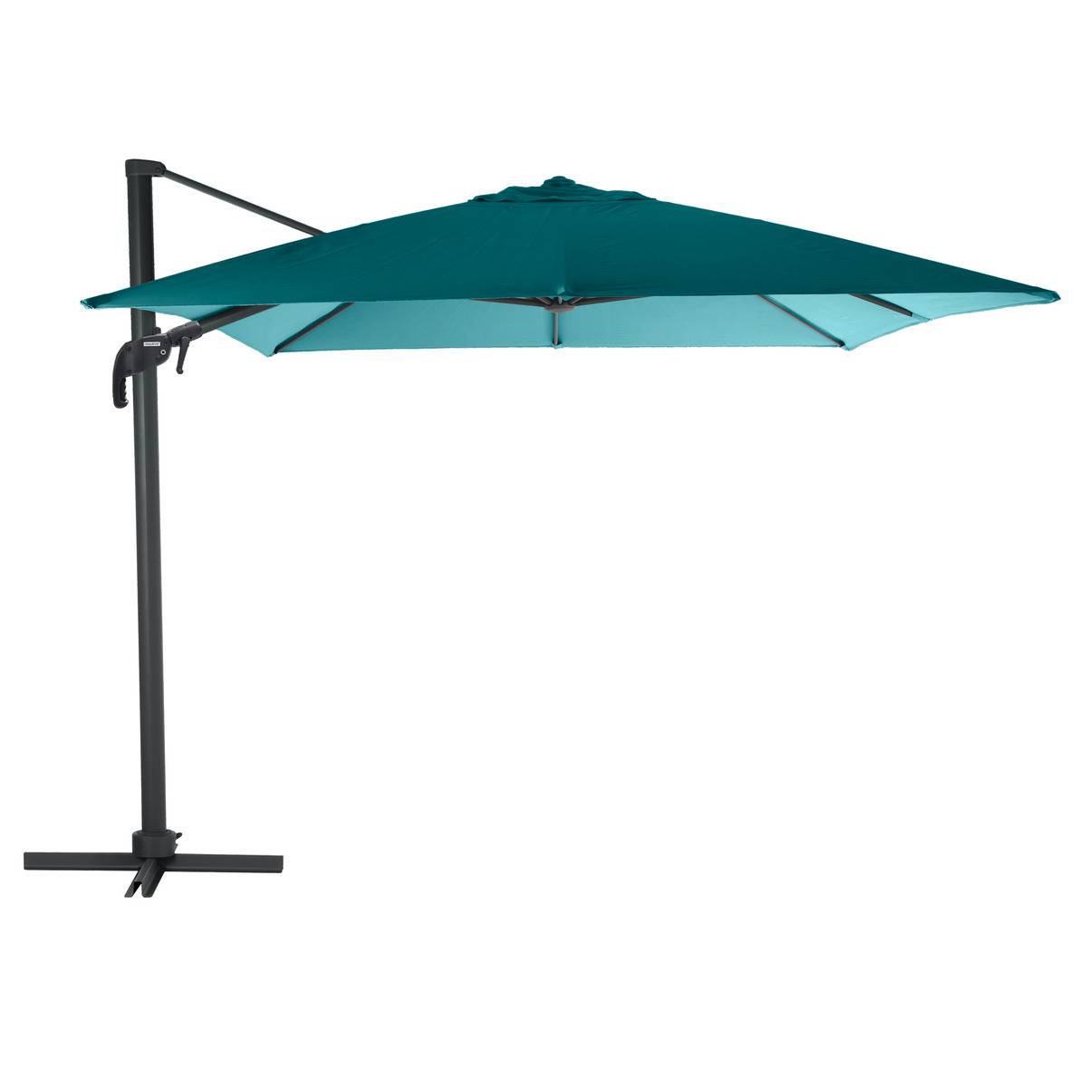 Parasol déporté rectangulaire inclinable Éléa Bleu canard - Hespéride - 2