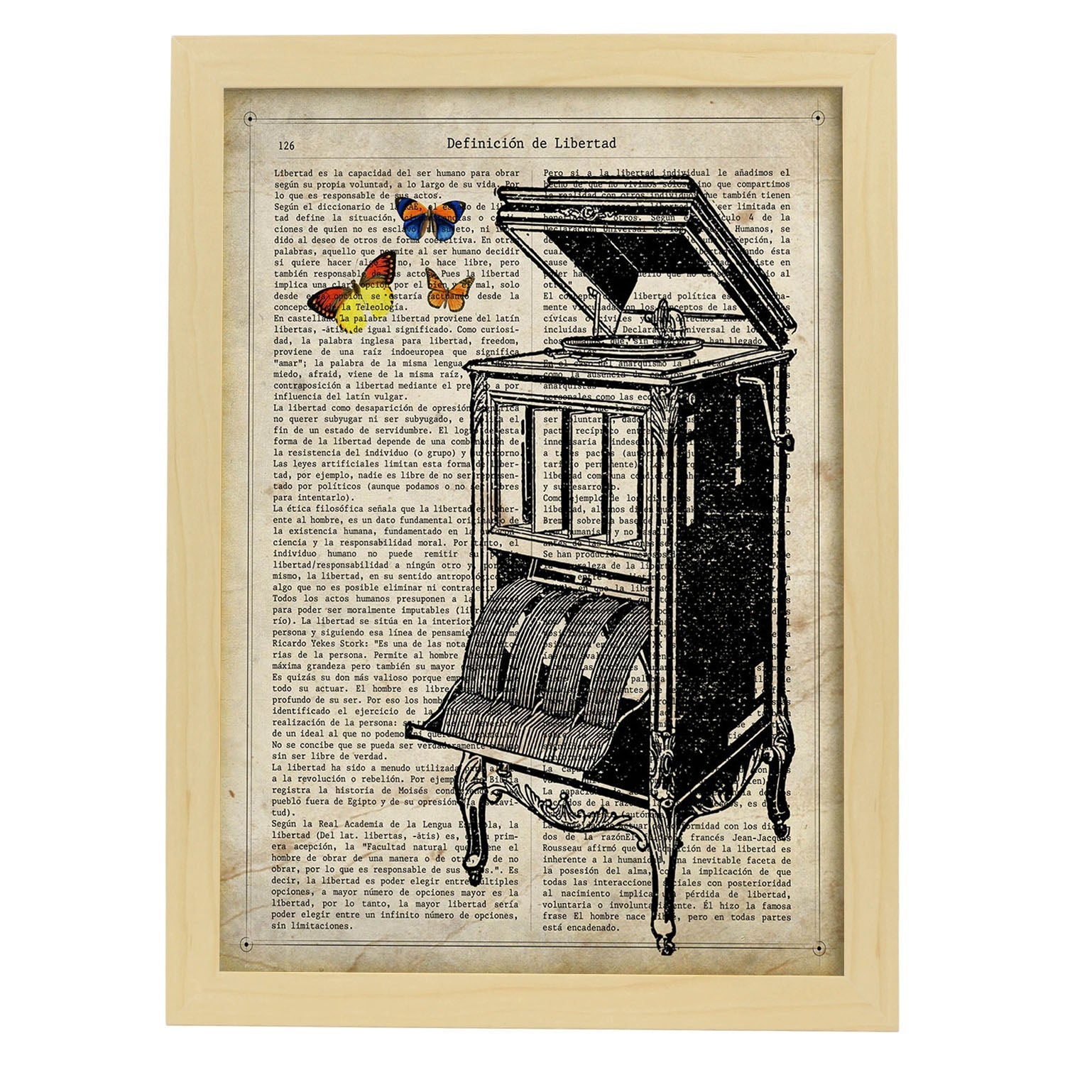 Affiches D'objets Vintage La Lame Touche À Nouveau Avec Des Images D'objets Et D'instruments Vintage Avec Des Définitions En Espagnol Châssis Blanc A3 - 2