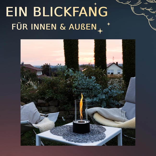 Camino bioetanolo da tavolo fiamma effetto tornado TOLOSA Nero Oro Camino bioetanolo da tavolo fiamma effetto tornado TOLOSA Nero Oro