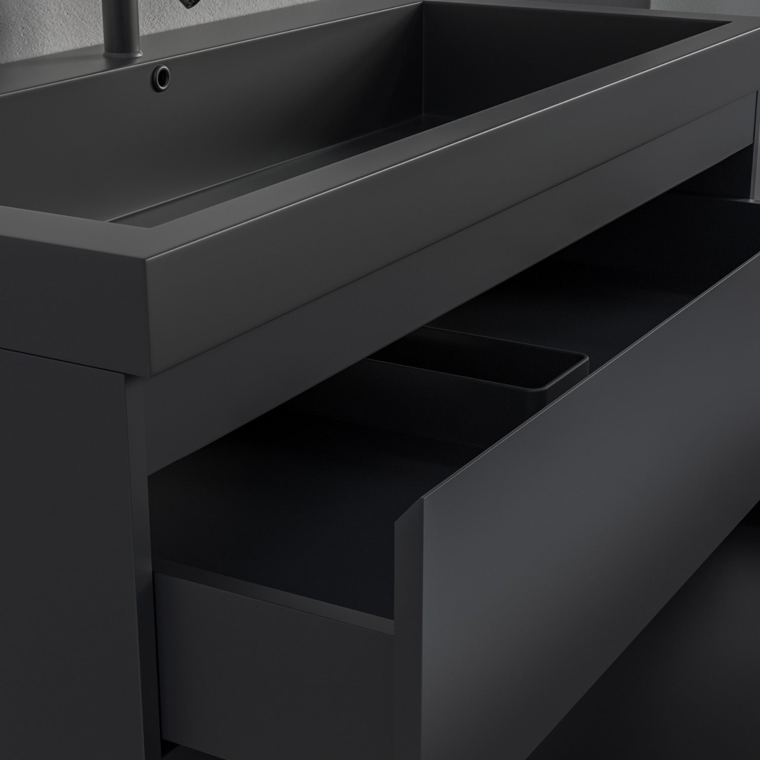 LOMAZOO meuble de salle de bain Monaco noir mat - lavabo noir -100cm - 5