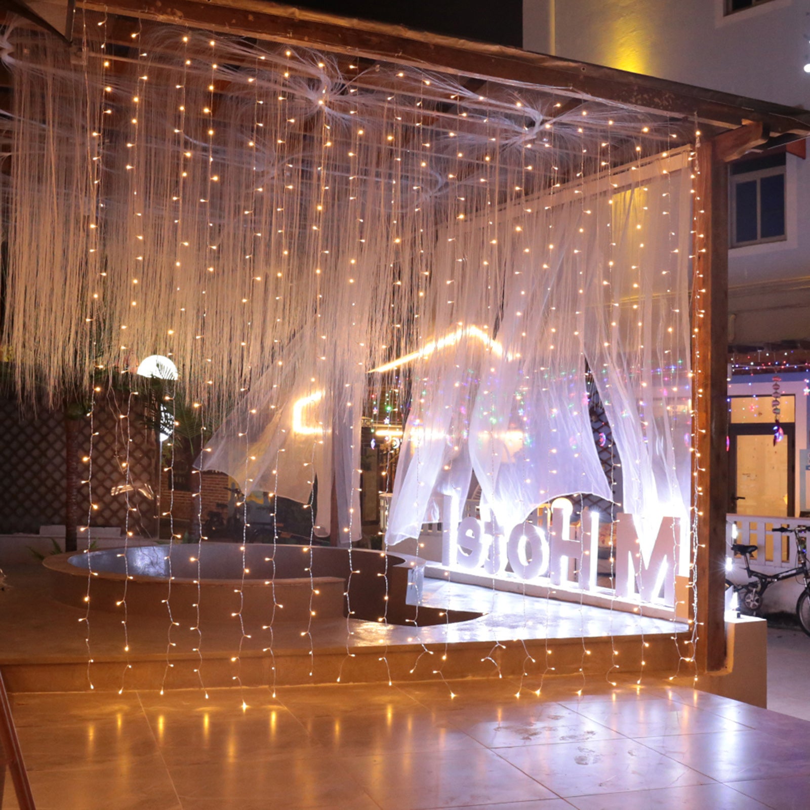 Luci per tende Catena Luminosa 3x3m, 300 LED Bianco Caldo 8 Modalità con Memoria, Timer Auto IP44, Collegabile per Interni ed Esterni 2 confezioni - 9