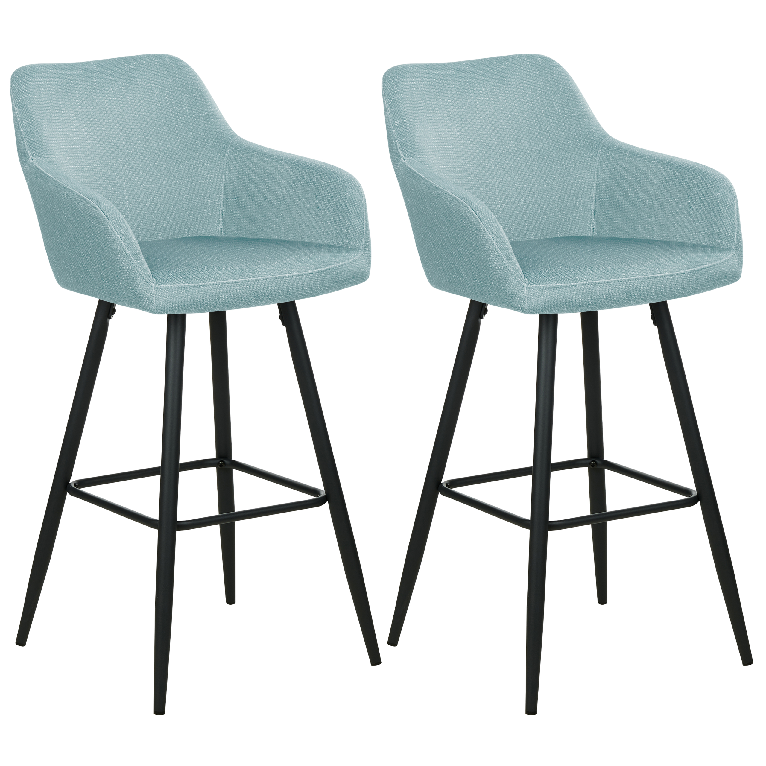 Beliani Conjunto De 2 Sillas De Bar Casmalia Terciopelo Azul/Claro , Leroy Merlin