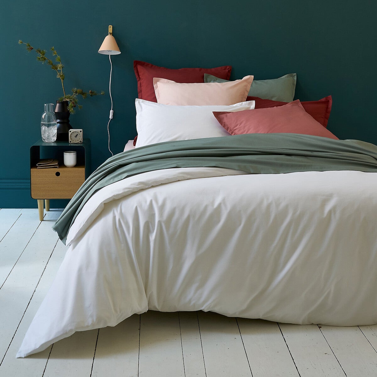 Drap housse en percale coton bonnet 30 cm Scenario - Carbone - 120 x 200 cm - 7