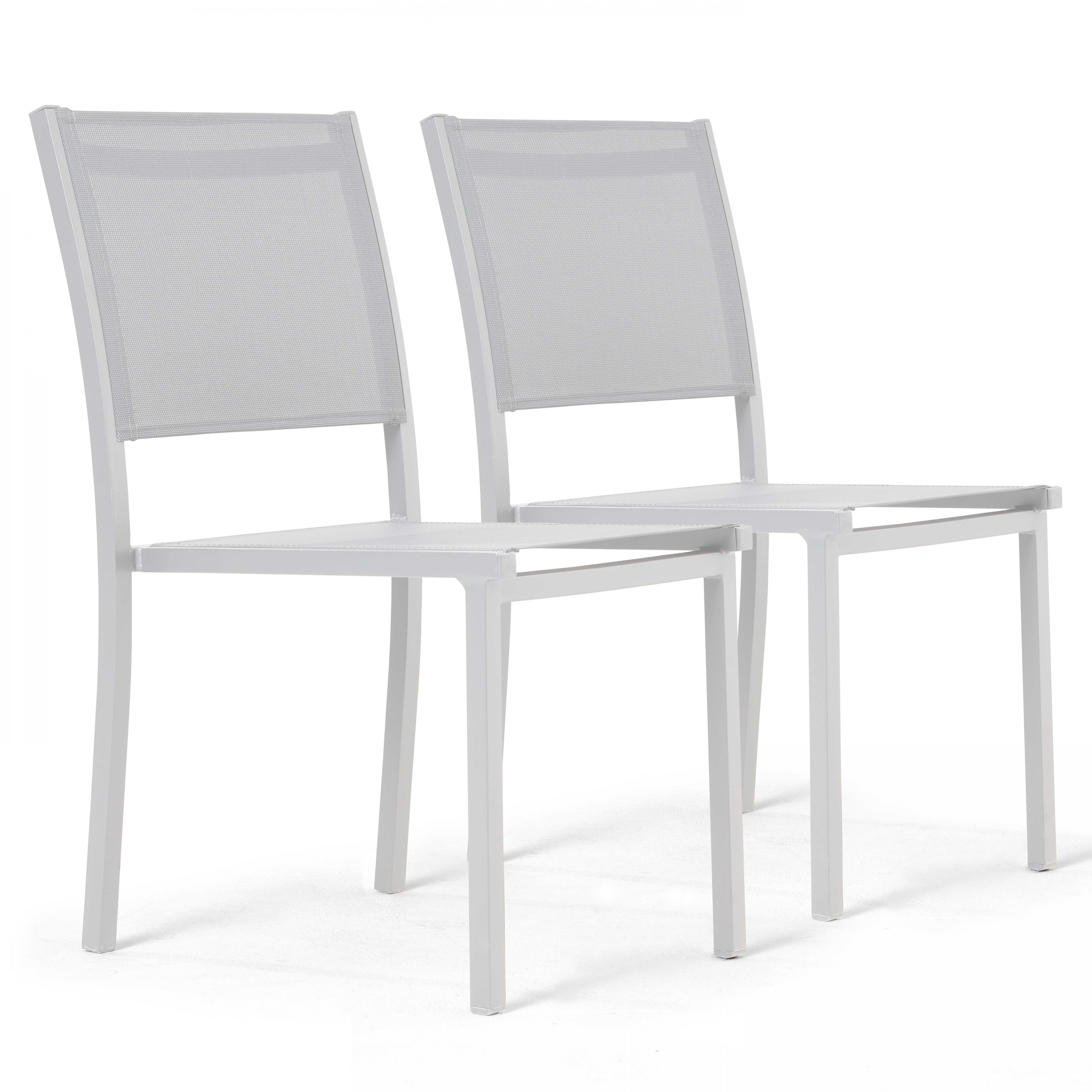 Lot de 2 chaises de jardin aluminium et textilène blanc - 2