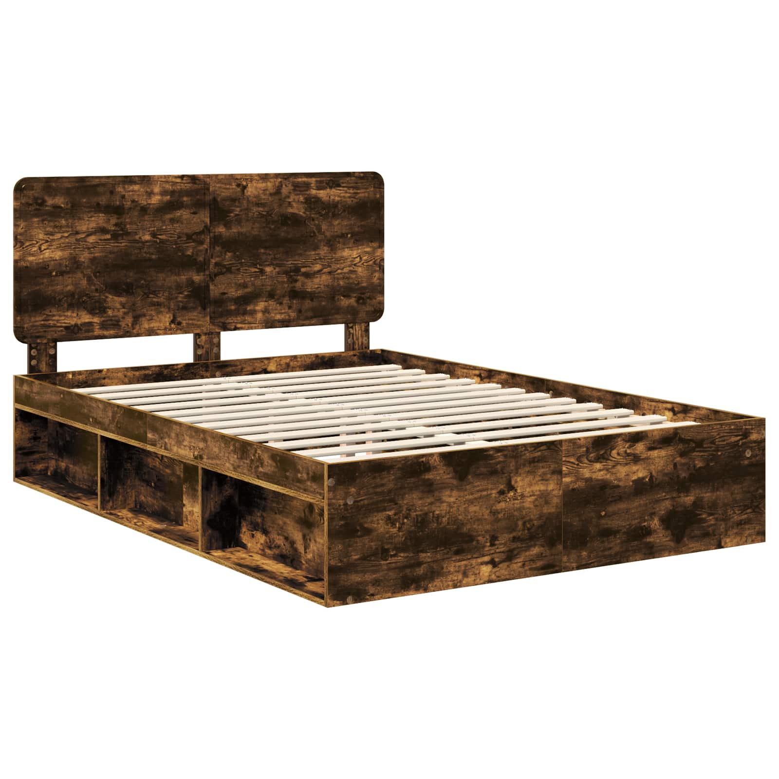 Cadre de lit chêne fumé 140 x 190 cm en bois de pin massif - 4