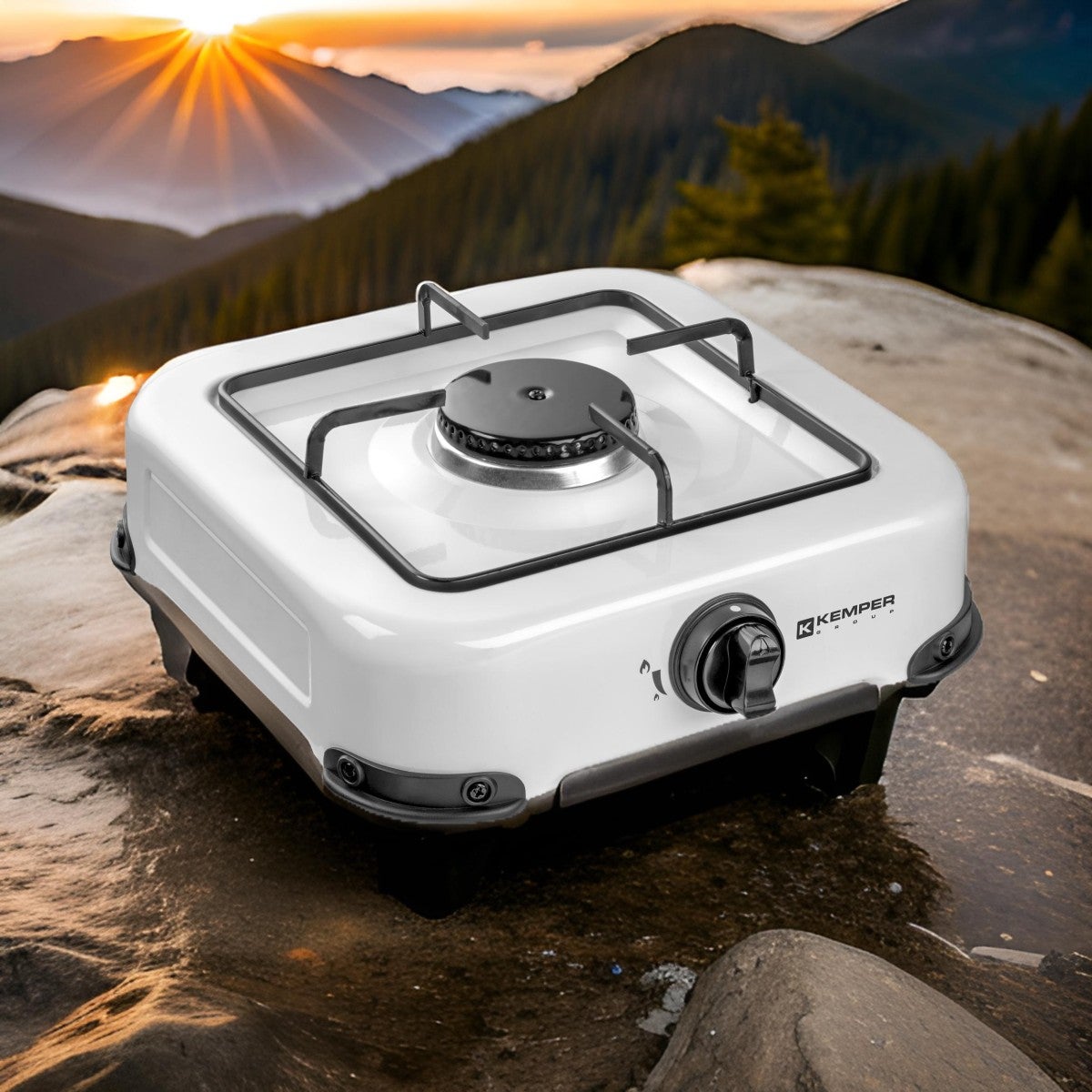 Réchaud gaz portable 1 feu 1300W Blanc laqué Plaque de cuisson KEMPER - 3