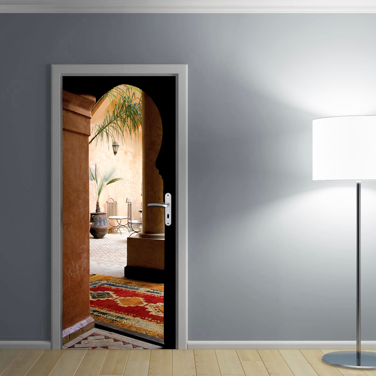 Sticker Mural Trompe-l'Oeil Forêt 204 Cm X 83 Cm - Décor Porte Chemin Bois Nature