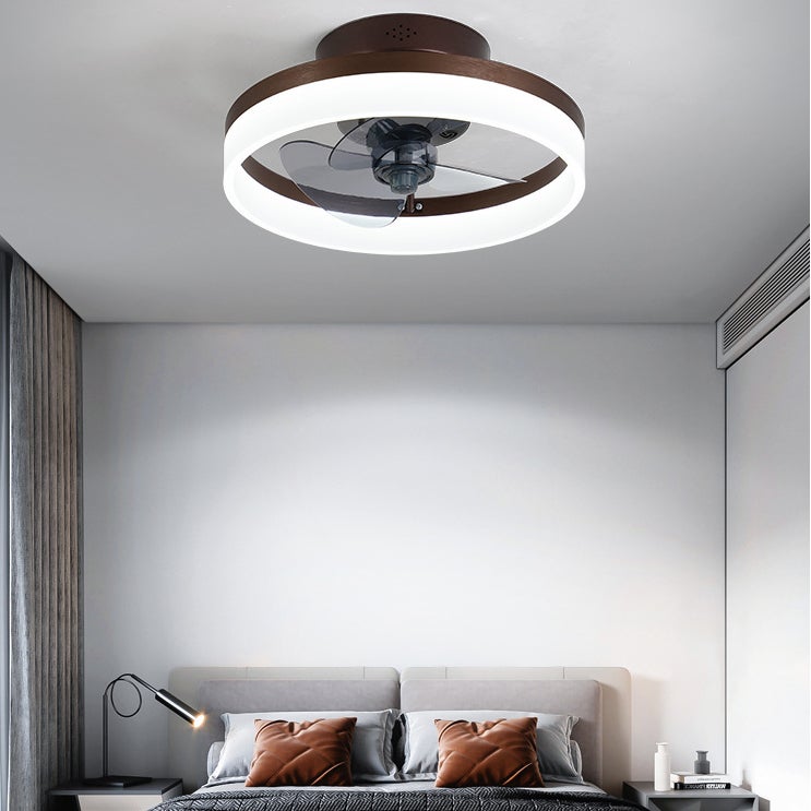Ventiladores de teto de perfil baixo de 45 cm com luzes e comando, ventilador de teto regulável, montagem embutida, castanho - 9