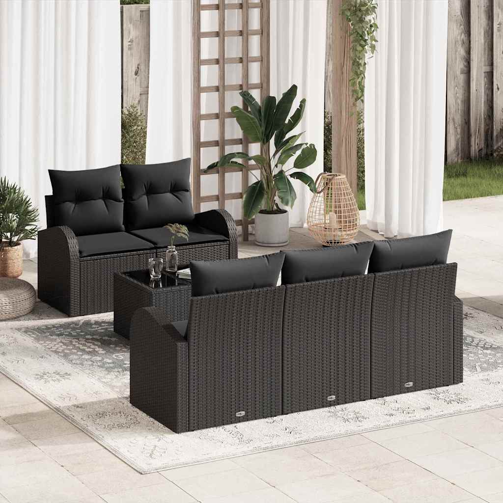 Zestaw Sof na Ogród Czarny 55 x 55 x 37 cm polirattan vidaXL