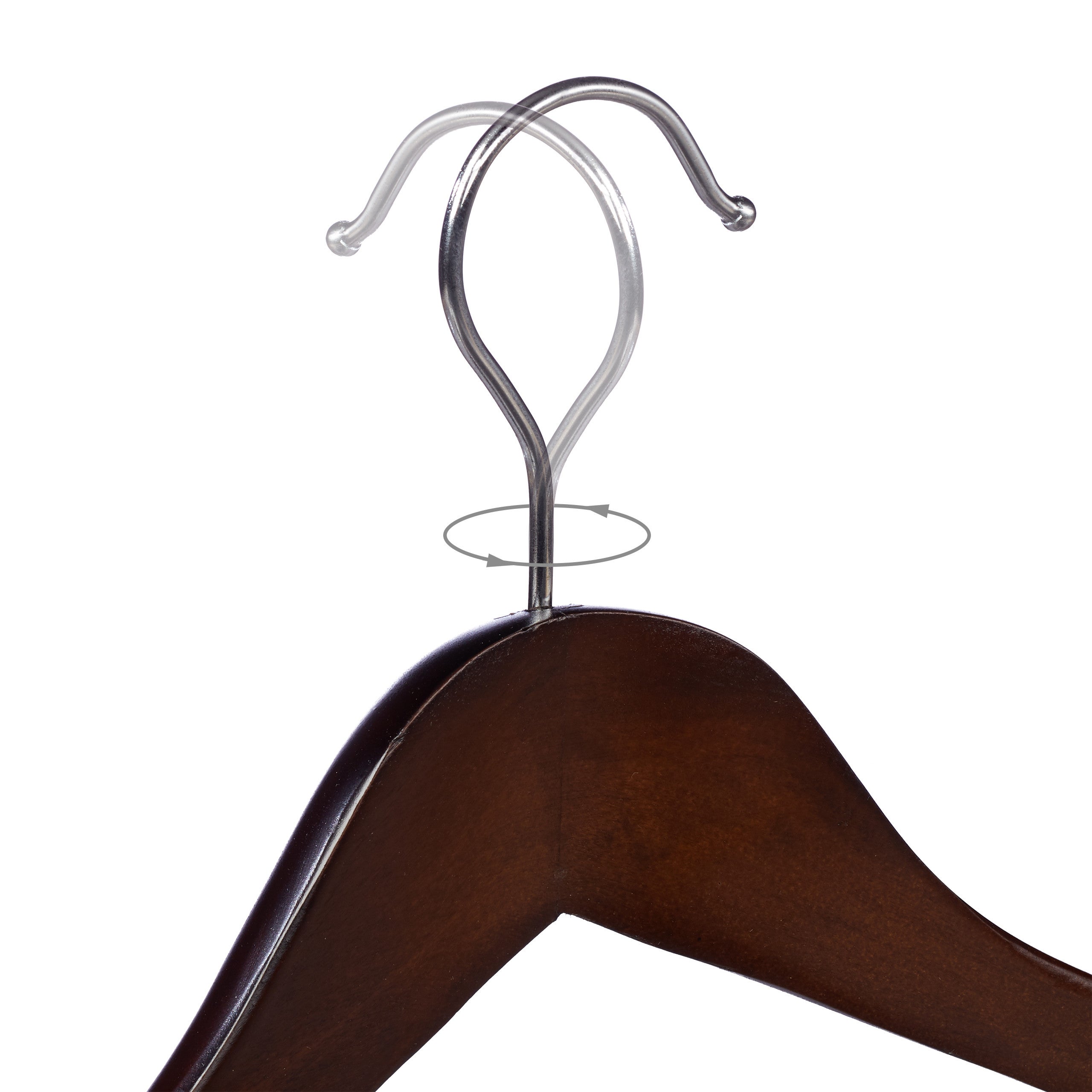 Cintre costume épaule large, lot de 10, bois, chemises, Crochet 360, Traverse pantalon, marron - 6