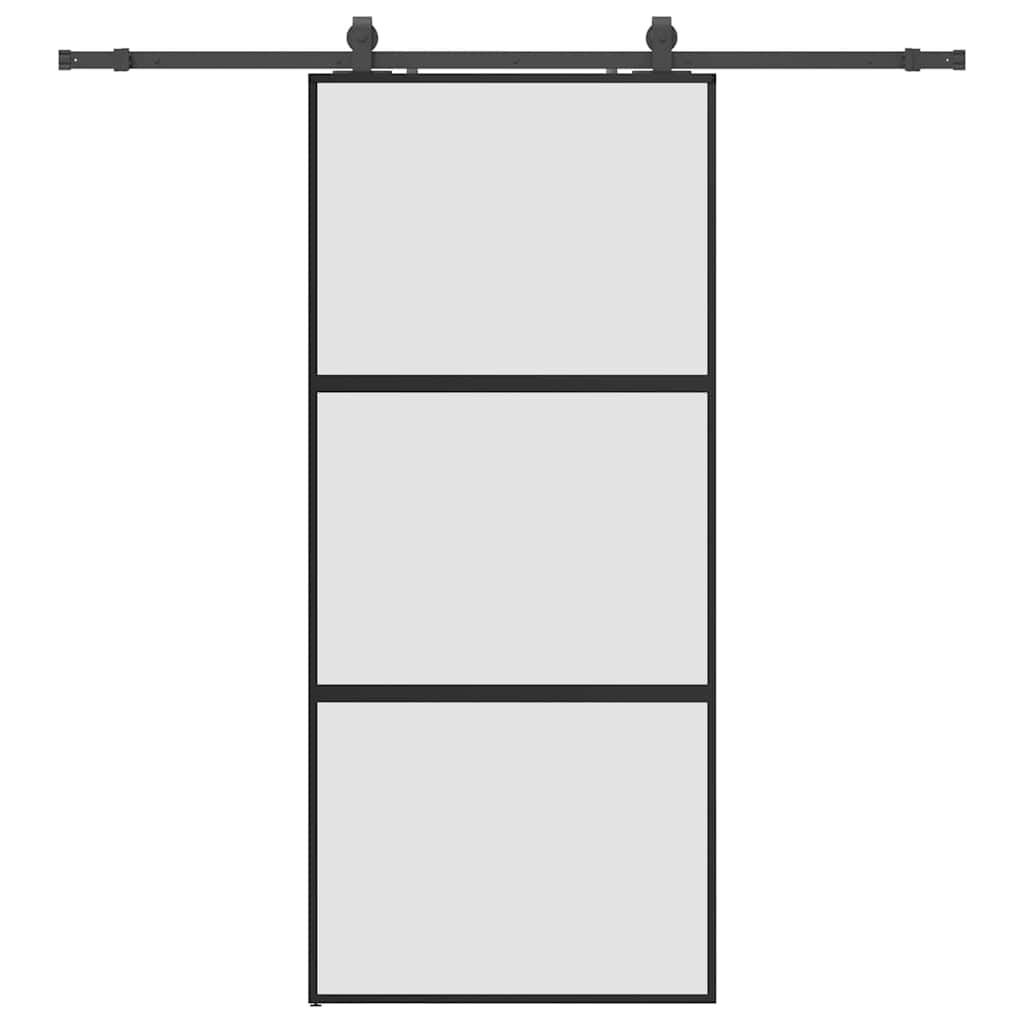 Puerta corredera con herrajes negro 90x205 cm vidrio templado vidaXL - 2