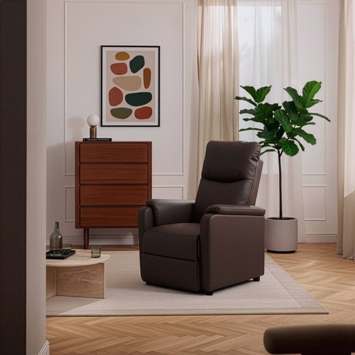 Fauteuil relax inclinable avec repose-pieds en similicuir Giulia - 2