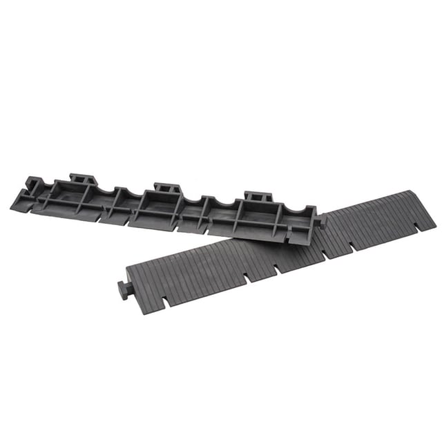 Accessoire dalle renforcé: Kit 2 rampes + angle PVC (Gris foncé, 33x5x2cm). Résistant: Facilite les changements de niveau et le passage des véhicules