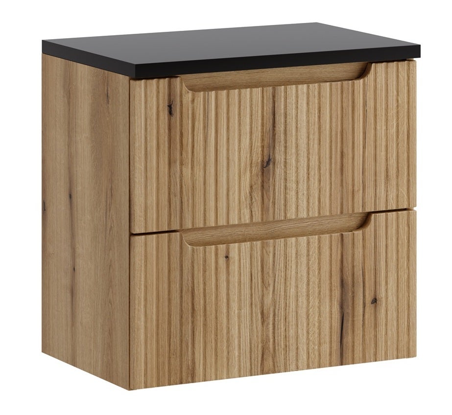 Szafka łazienkowa Nova 60 cm dąb coast evoke z czarnym blatem
