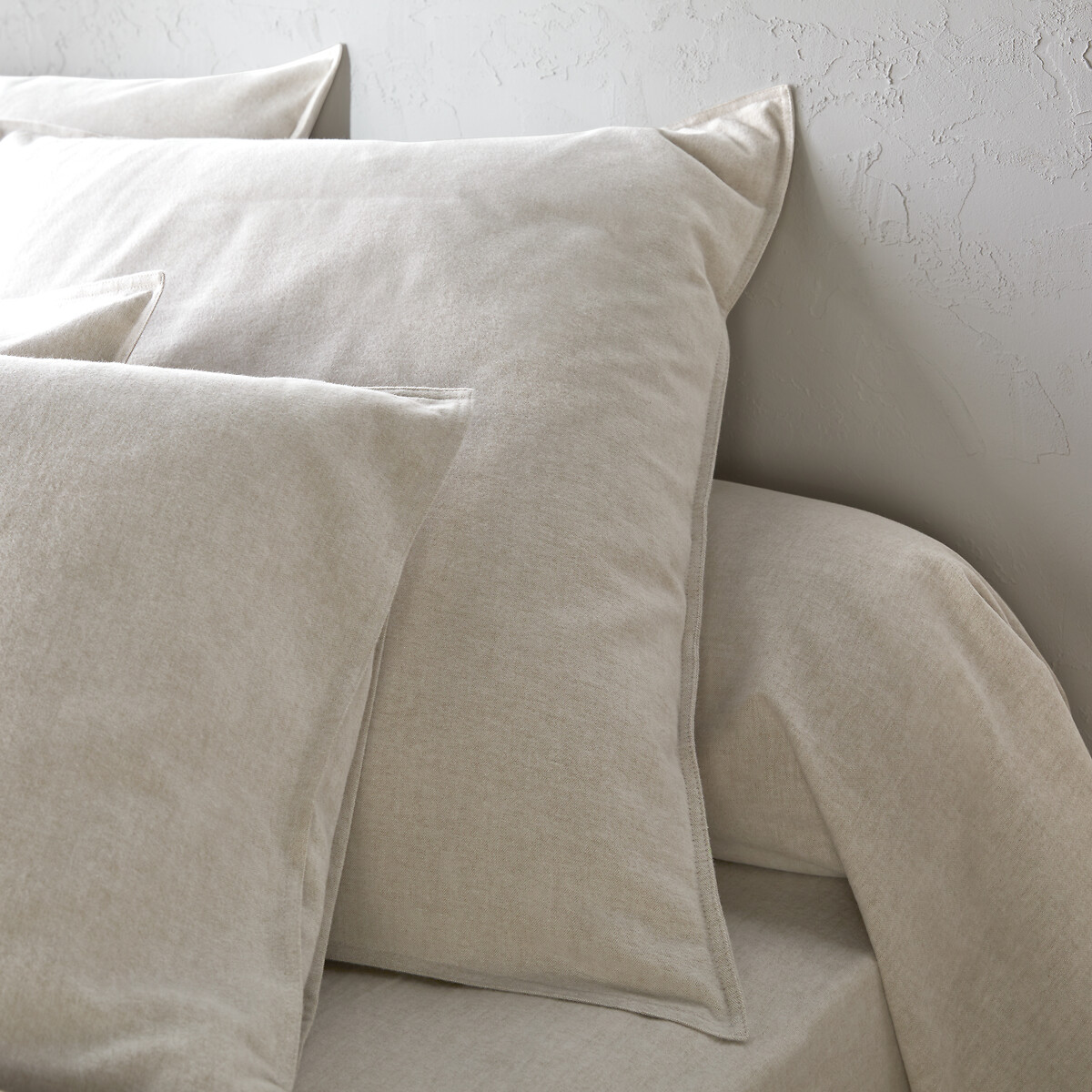 Housse de couette, en flanelle de coton chambray, Clara - Beige chiné - 135 x 200 cm - 3