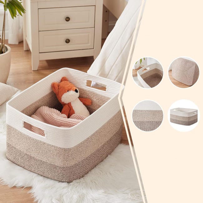 Cesto portaoggetti rettangolare intrecciato in corda di cotone, cesto per biancheria per vestiti sporchi, 55*43*30 cm, tre pezzi marrone | Leroy Merlin Cesto portaoggetti rettangolare intrecciato in corda di cotone, cesto per biancheria per vestiti sporchi, 55*43*30 cm, tre pezzi marrone | Leroy Merlin